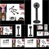 Labret, Drop Delivery 2021 Labret Ear Stud Tragus Ball Plain 316L Acciaio chirurgico Body Piercing Jewelry 100Pcs / Lot 2Dot5Mm M 4Mm Blac