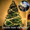 50led 5m dubbellaagse fee lichten snaren kerst lint bogen met led xmas boom ornamenten nieuw jaar navidad home decor