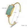 Bojiu Natural Stone Golden Bangles for Women Fashion Labradorite Sodalite Ite Open Cuff Bracelets Femme Jewelry Gift Br026 Q0717