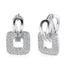 Clipon Schroef Terug Kzce146 Trendy Zirconia Oorbellen Vierkante Oorclip Met Witte Strass Kleurrijk8838472