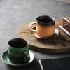 Koppar Saucers Royal Luxury Gold Pottery Coffee Mug Saucer Tea Spoon Set Noble Teacup Espresso Nordic Cappuccino Cup Taza Cafe Matte EE50BD