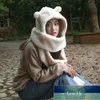 Cute Bear Ear Hat Scarf Rękawiczki Zestaw Zima Kobiety Nowość Czapki Ciepłe Casual Pluszowe Czapki Casual Solid Fleece Girl Kawaii Akcesoria Cena fabryczna Ekspert Projektowa jakość