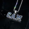 Collier personnalisé avec pendentif en lettres a-z, avec chaîne en corde de 3mm et 24 pouces, cadeaux pour hommes et femmes, breloque en zircone cubique, bijoux Hip Hop