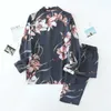 Frühlings- und Sommer-Viskose-Damen kleiner frisch bedruckter Pyjama aus künstlicher Baumwolle dünne kühle Blumen langärmeliger Home-Service-Anzug 210830