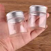 12pcs Dia 47mm 50ml/80ml/100ml/150ml/200ml Transparent Glass Spice Bottles Jar Terrarium with Silver Aluminum Lid Wedding Gift 210330