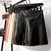 PU Leather Anti-Exposure A-Line Split Zipper Skirt Women Autumn High Waist Solid Fashion Casual Skirts 11077 210417