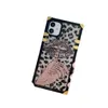 Étuis de téléphone carrés à paillettes léopard pour iPhone 13 11 12 Pro Max X XR 8 Plus Couverture arrière souple de luxe