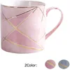 Tazze da 380 ml in marmo tazza da viaggio caffè latte tazze da tè con oro scintillante creativo intarsio rosa colazione decorazioni per la casa