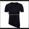 T-shirt Tees S Abbigliamento Abbigliamento Drop Delivery 2021 Mens Hip Hop Streetwear T Shirt Allacciatura Slim Fit Uomo Harajuku Gothic Tee Shirts Nightclu