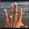 Solitaire Gemstone Diamond Bride Engagement Ring Wedding Fashion Jewelry Women Rings Christmas Gift Will And Sandy Drop F6Dss Mgr5U