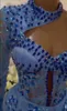 2022 Plus Storlek Arabisk Aso Ebi Blue Luxurious Mermaid Prom Klänningar Lace Beaded Crystals Evening Formell Party Andra receptionen klänningar klänning zj469