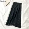 NELLOE длинная юбка для женщин черный горошек A-Line Jupe Spring Новый Корейский высокий талию Все матч Slim Fit Mujer Faldas 4H702 210422