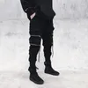 Мужские брюки Houzhou Black Cargo Punk Rave Joggers Men Jogging Tech White Осень Корейская уличная одежда хип-хоп на молнии ленты