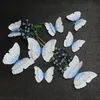 Partihandel 3D Flash Butterfly Walls Sticker 12PCS DIY Färgglada väggklistermärken Dubbelskiktdesign Fjärilar för magnet Kylskåp Dekoration