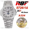 2021 R8F 5726 / 1A CAL A324 Automatiska Mens Watch Moon Fas Stål Paved Diamants Dial Stick Iced Out med Bling Diamond Armband Super Edition Smycken Klockor Puretime