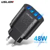 USLION EU/US Charge rapide 3.0 chargeur USB 4 Ports 48W adaptateur mural de Charge rapide pour téléphone portable Samsung Xiaomi