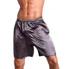 Sous-vêtements grande taille 5XL Satin hommes boxeurs sous-vêtements sexy confortable couleur unie Cool été hommes vêtements de nuit Shorts Hombre Cuecas262t