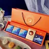 Emballage cadeau mode grand Rectangle Orange bronzant impression boîte Portable fête de mariage fleur gâteau bijoux paquet décoration