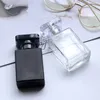 黒い脂肪正方形の携帯用ガラス香水のびんの透明なスプレーの空のネブライザーは容器30mlの50mlの香水のボトルのロゴをカスタマイズしました
