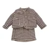 Herfst en winter meisjesjas korte rok set Koreaanse kinderen pluche verdikte set baby winterkleding