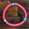 Дамы полимерный глиняный диск Bead Charm Bracele Rainbow Heishi бусины ювелирные изделия BOHO Красочные ювелирные изделия растягивающиеся браслеты