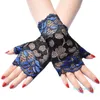 Пять пальцев перчатки для женщин тонкий солнцезащитный крем без пальцев полые цветочные кружевные контрастные цветные варежки H7EF