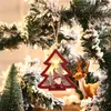 Forniture per feste Natale Foresta Rossa Ciondolo luminoso in legno per anziani xmax Ornamenti per alberi Ciondoli rotondi a stella a cinque punte