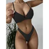 Women's Swimwear High Cut Bikini Push Up Womens Swimsuit Female Two-pieces Set With Bra Cup Bather Bathing Suit Swim Lady
