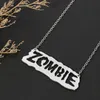 Colliers pendants créatifs zombies Lettre creux Collier Men039 Hip Hop Punk Style en acier inoxydable Costume de rappeur Tren3894919