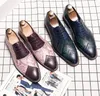 Män Casual Designer Klänning Skor Patchwork Oxford Äkta Läder Formell Sko för Man Party Middag British Footwear Plus Size 38-48