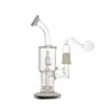 1 unids Bongs de vidrio Percolador de doble capa Hookahs Bong Tuberías de agua Birdcage Perc con Ash Catcher Dab Rigs con tubo de quemador de aceite de vidrio