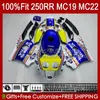 Corpo de molde de injeção para HONDA CBR 250RR 250 RR CC 250R CBR250RR 88 89 112HC.0 CBR 250cc MC19 88-89 CBR250 RR CC 1988 1989 OEM Jogo cheio de carenagem Rothmans Blue