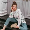 girocollo da donna tie dye manica lunga con cappuccio femminile moda casual autunno inverno donna pullover felpa 210414