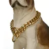 Strong Cut Curb Cuban Link 316L Stainless Steel Gold Tone Dogs Chain Pet Collar Choker Necklace 12-32" Chokers