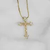 Ns1082 Gioielli di religione cristiana con diamanti di alta qualità Collana con pendente a croce in acciaio inossidabile placcato in oro con micro pavimenta