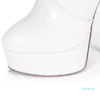 Wholesaleセクシーなトレンディな白い光沢のある特許PU膝のブーツは女性のための女性のための膝のブーツと16cmのハイヒールイタリアのデザイン手作り2736