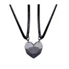 Hjärtformad magnetisk sugande halsband svart + vit stenälskare par hängsmycke med 60cm kedja