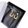 Letter Shape Ear Stud Delicate Diamond Charm Classic Design Pearl Earring Women Simple Gold Earrings