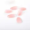 Glanzende pers op roze ombre nagels Frans witte korte vierkante nep spijker acryl volledige cover false naakt manicure kunst voor vrouwen en meisjes