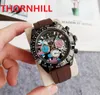 Top qualité hommes fleurs squelette montre pleine fonction chronomètre affaires suisse horloge annuelle homme noir bleu vert marron caoutchouc Quartz horloge chaîne montres-bracelets