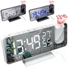 Réveil numérique LED Table de montre Horloges de bureau électroniques Réveil USB Radio FM Projecteur de temps Snooze 210804