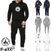 Outono e inverno moda masculina tracksuit cor sólida camisola com capuz + jogging calças casuais jott impressão design roupas 211129