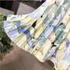 Vintage atrament malowanie plisowane kobiety spódnice wysokiej talii luźne szyfon kobieta parasol długi spódnica wiosna lato 210428