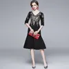 Fashion Designer Womens Elegant Sequins Embroidery Dress Female Cocktail Party Robe Black Vintage Mermaid Dresses Vestidos 210525