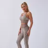 2 stuks Vrouwen Naadloze Yoga Gedrukt Sports Suits Sport BH + Hoge Taille Fitness Leggings Gym Set Sportkleding Workout Clothessoccer Jerse