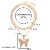 Multilayer Butterfly Cuban Necklaces For Women New Gold Silver Color Rhinestone Tenni Chain Necklace Party Jewelry Gifts