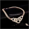 Bijoux de mariagebracelets colliers boucles d'oreilles bagues ensembles femmes mode strass plaqué alliage cercles fête ensemble de bijoux en gros 1611 Drop De