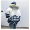Chaqueta acolchada de invierno para hombre, abrigo grueso, prendas de vestir cálidas con capucha de piel extraíble, estampado de montaña de talla grande 4XL 5XL