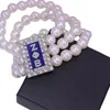 Drop Ship New Made Three Layers Multi String Beads Pearls Greek Letter Sorority Zeta Phi Beta Bracelets Society Club Jewelry7198749352415