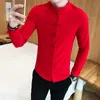 Ubranie etniczne 2022 Spring Men koszula chiński styl Slim Fit Long Rleeves Camisa Social Office noś kołnierz mandarynki